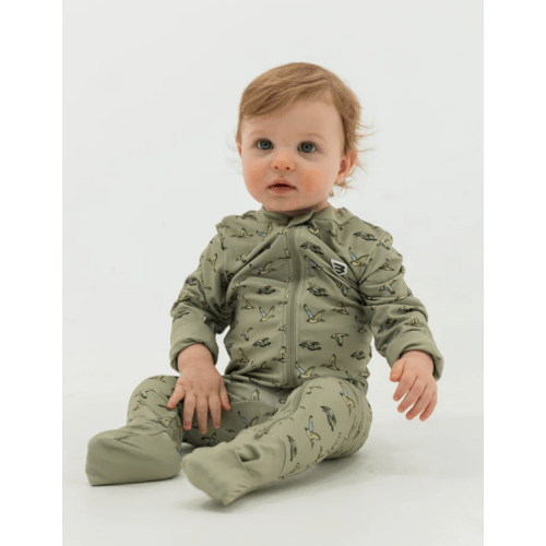 Baby Zip Up - Flying Ducks Green – BURLEBO