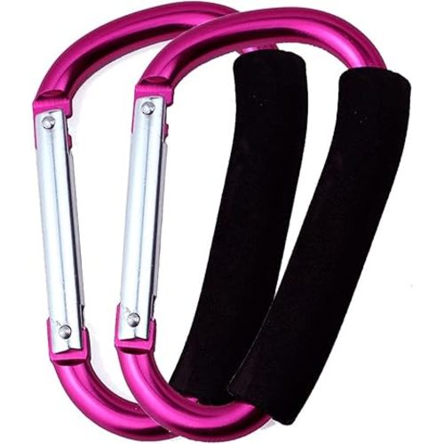 Stroller Hooks by Baby,2 pcs Carabiner Stroller Hook Organizer for Hanging Purses, Diaper Bag, Shopping Bags. Clip Fits Single/Twin Travel Systems, Car Seats and Joggers (Rose red)