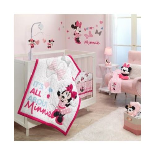 Disney Baby Minnie Mouse Love 3-Piece Pink Nursery Crib Bedding Set