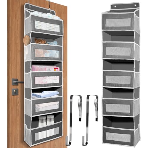 Chutai 1 Pack over the door organize Bathroom Organizers and Storage, Toy Stuffed Animal Storage, Swing-proof Hanging Over the Door Organizer for Nursery Newborn Baby Essential Stuff