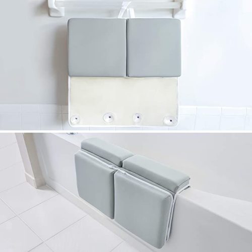 Bath Kneeler and Elbow Rest Pad, 1.75 inch Extra Thick Baby Bath Kneeling Pad and Elbow Pad for Bathtub. Bath Tub Elbow Pad with Infant Toy and Baby Accessories Organizer, Grey - Gray - Large (Pack of 1)