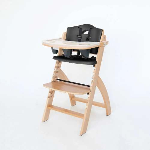 Abiie Beyond Wooden High Chair with Tray - Natural/Black Pearl
