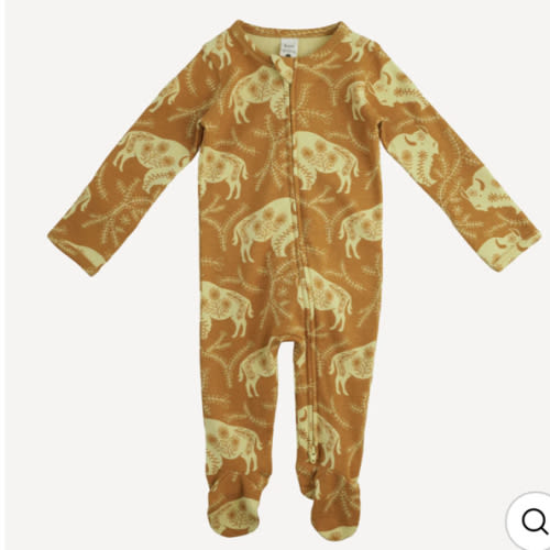long sleeve two way zipper footie | buffalo vine | organic cotton interlock