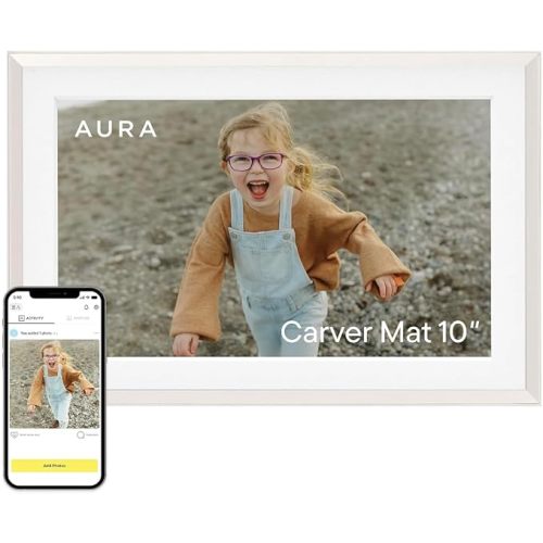 Aura Carver 10.1" Digital Picture Frame | Wirecutter's Best Digital Frame for Gifting | Send Photos Directly to Your Frame from Anywhere | Easy Setup Over WiFi | Unlimited Storage - Clay w/White Mat