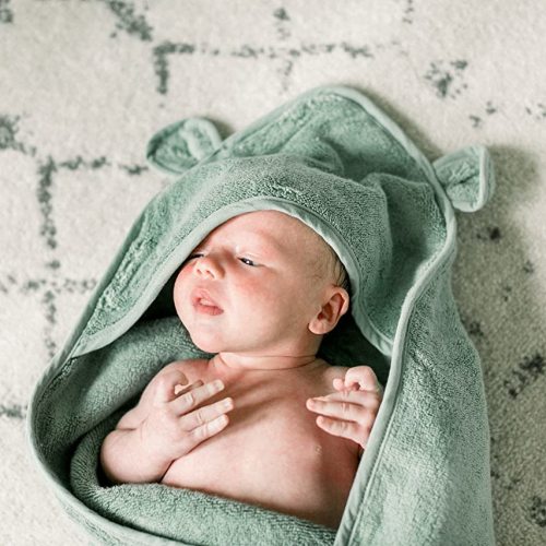 Natemia Extra Soft Baby Hooded Towel - Super Absorbent and Hypoallergenic Rayon from Bamboo Bath Towels - Sized for Infants and Toddlers - Made in Turkey - White
