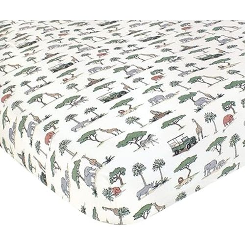 Hudson Baby Unisex Baby Cotton Fitted Crib Sheet, Going On Safari, One Size