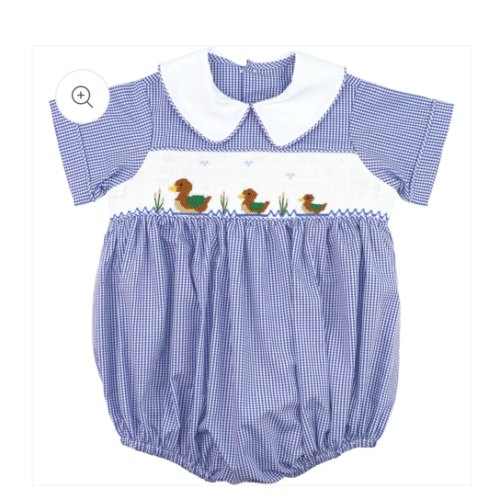Navy Gingham Smocked Mallards Bubble – Cecil & Lou
