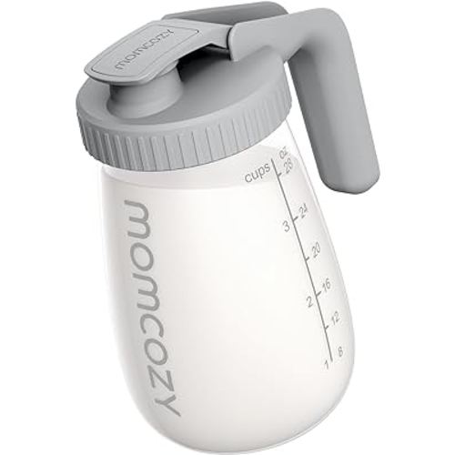 Momcozy Breast Milk Pitcher, Resistant to Heat and Cold Abrupt Temp Swings, No Leak Glass Breast Milk Fridge Storage Container With Wide Mouth, Fast Baby Formula Maker, Breastfeeding Essentials, Grey