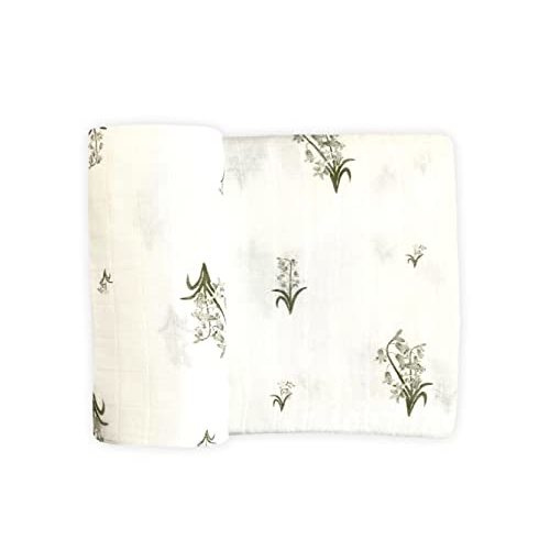 Leyl&Ari Muslin Swaddle Blanket | Floral Baby Wrap | Gender Neutral Newborn Essentials (Blue Bells)