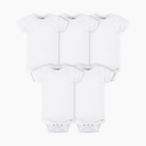 Gerber Short Sleeve Solid Onesies Bodysuits (5 Pack) - White, 24 M