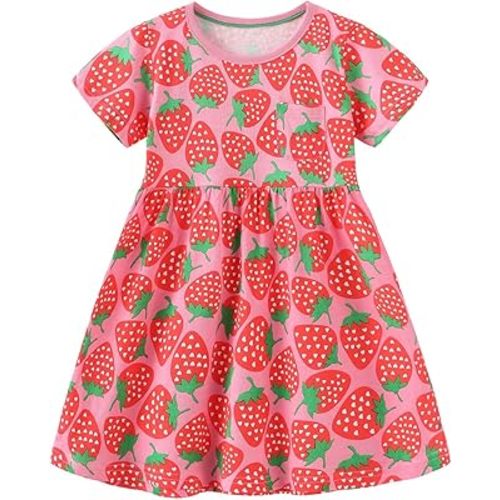 FreeLu Toddler Girl Clothes Cartoon Dress Casual Short Sleeves Dresses Cotton T-Shirt