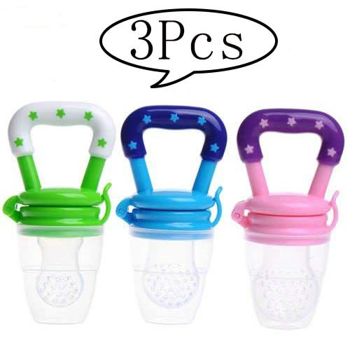 Food Feeder Baby Fresh Fruit Feeder (2 Pack) with 3 Different Sized  Silicone Pacifiers, Mash and Serve Bowl with 4 Soft-Tip Silicone Baby  Spoons, Perfect Baby First Stage Feeding Set by MICHEF 