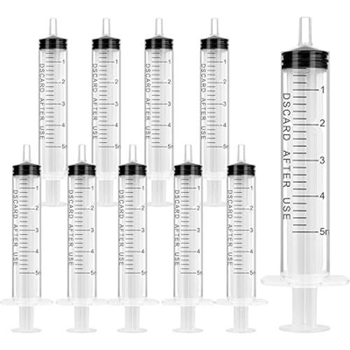 OFFCUP 10 Packs Plastic Syringes, 5 ml Syringe for Liquid Ndividually Sealed Syringes Without Needles for Oral Syringe Baby Medicine Syringe Colostrum Collector Syringes Pet Feeding Needle