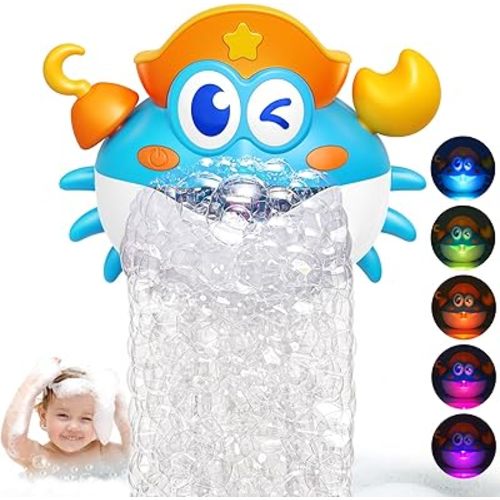 Bath Toys,Light Up Crab Bath Bubble Maker Baby Bath Toys for Kids Ages 1-3 4-8,Bath Bubble Machine with Colourful Light Bathtub Toddler Bath Toys Great Easter Basket Stuffers for Kids