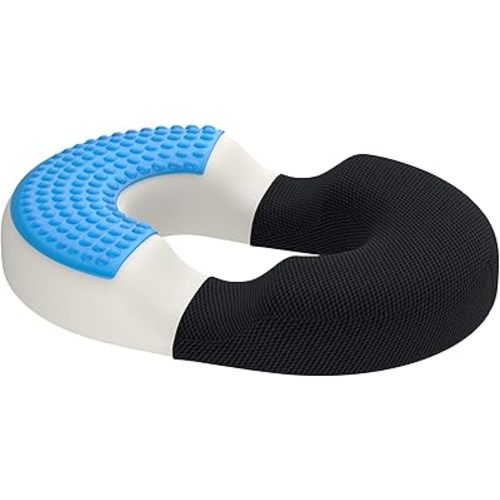 Orthopedic Donut Seat Cushion - Standard, 18.1 x 13 Inch, Memory Foam Gel Office Chair Cushion for Hemorrhoid, Tailbone, Butt, Coccyx Relief - Support Pillow for Office, Car, Home and Wheelchair