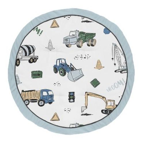 Sweet Jojo Designs Boy Baby Tummy Time Playmat Construction Truck Green Blue And Grey