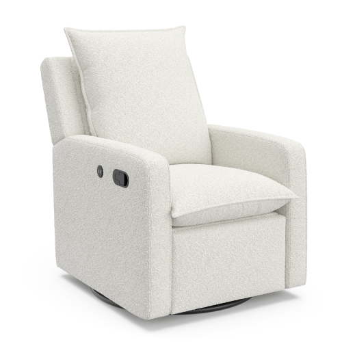 Storkcraft Timeless Upholstered Recline Glider with USB, Ivory Boucle