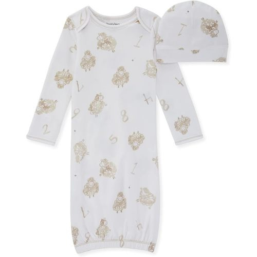 Burt's Bees Baby Sleeper Gown & Hat Set, One Size, 0-6 Months, 100% Organic Cotton