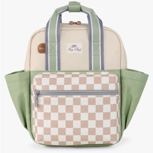 Itzy Ritzy Toddler Backpack - Daycare Bag - Features Adjustable Shoulder Straps, 2 Side Pockets & Spacious Interior with Wipeable Fabric Lining & Name Label, Checkerboard Backpack