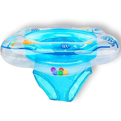 Baby Pool Float with Double Airbag Safety Seat for Toddler & Infant 6-12 Months, Inflatable Infant Pool Float for Swim Training, Bathtub Water Play​