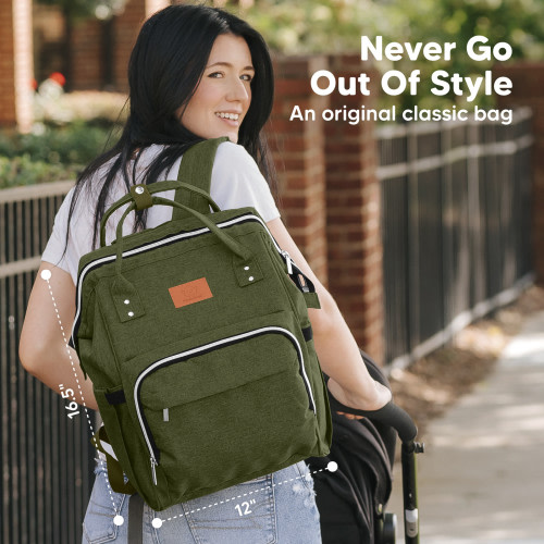 KeaBabies Original Diaper Backpack - Dark Olive