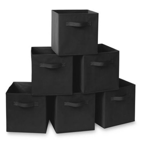 Casafield Set Of 6 Collapsible Fabric Storage Cube Bins, Black - 11" Foldable Cloth Baskets For Shelves And Cubby Organizers