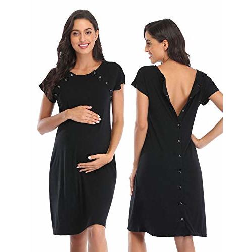 Soanhoo Women's Maternity 3 in 1 Delivery Labor Nursing Nightgown Hospital Gown Sleepwear for Breastfeeding