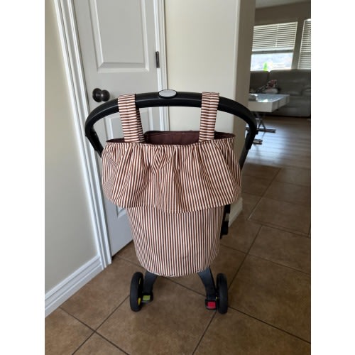 CUSTOM Ruffle Stoller Caddy Bag/ Removable Stroller Caddy/ Stroller Organizer Bag/Round Ruffle Stroller Bag