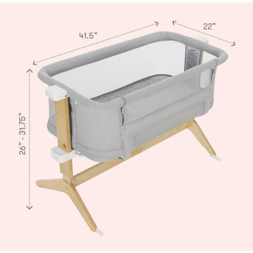 Newton Baby Bassinet & Bedside Sleeper with Mattress & Sheet - Ultra-Breathable & Completely Washable, Removable Dual-Layer Cover | Solid Birch Frame Adjustable Height & Infant Access Opening