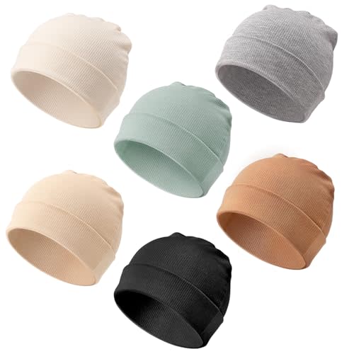DRESHOW BQUBO 6 Pack Baby Newborn Hats Set for Unisex Infant Newborn Toddler Soft Beanie Hat for Boys Girls 0-24 Months