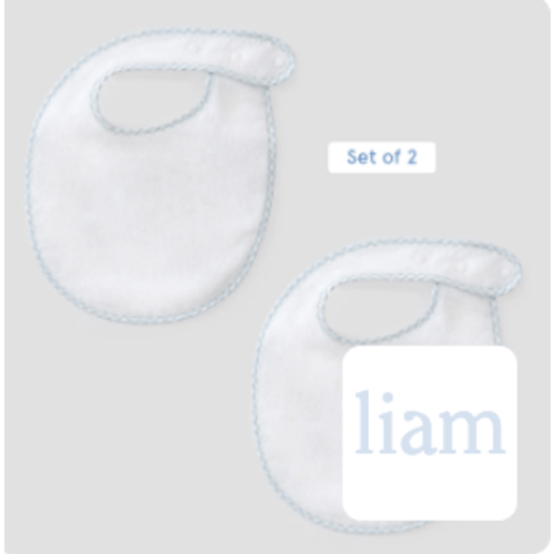 Weezie Light Blue Gingham Baby Bib (Set of 2)