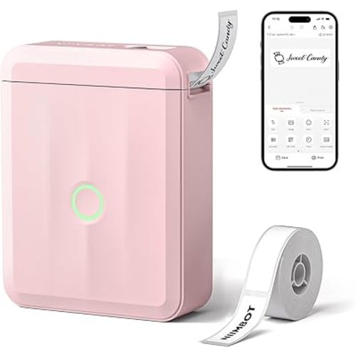 NIIMBOT D110 Upgraded Version Mini Label Maker Machine with Tape, Portable Bluetooth Thermal Printer, Sticker Labeler with Multiple Templates for Office Organization Home Kitchen School, Pink