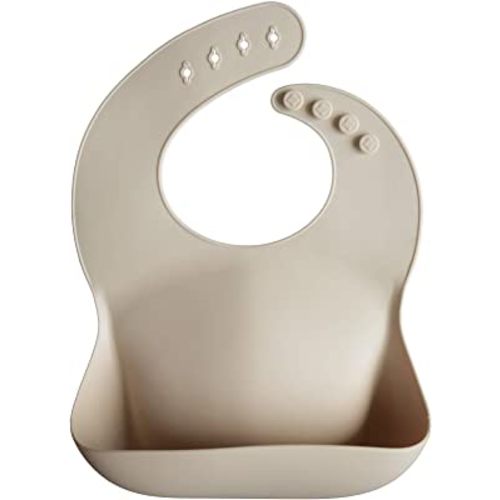 mushie Silicone Baby Bib | Adjustable Fit Waterproof Bibs (Shifting Sand)