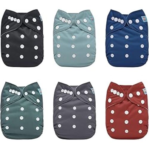 ALVABABY Baby Cloth Diapers 6 Pack with 12 Inserts Baby Girls and Boys