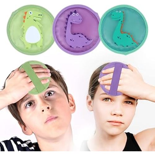 Hilph Kids Ice Packs for Boo Boos, Reusable Todder Ice Packs Hot Cold Compress with Soft Backing for Kids Injuries, 3 Packs Dinosaur Hot & Cold Gel Pack for Bumps & Bruises, Wisdom Teeth