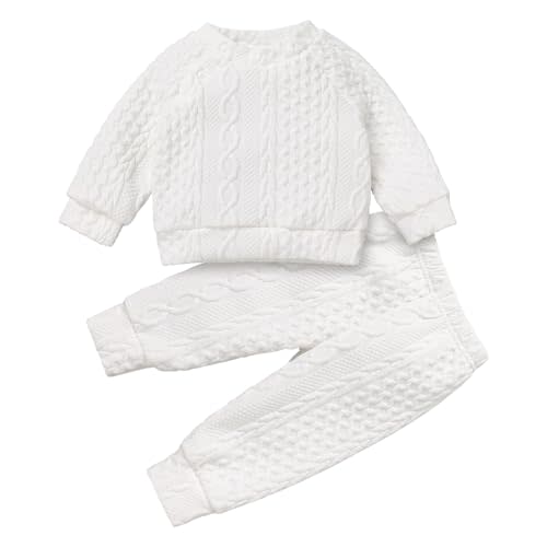Baby Fall Winter Outfit Knitted Sweatshirt Top with Pants Coming Home Birthday Casual Clothes Set for Boys Girls