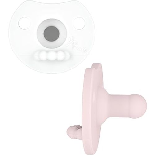 Ryan & Rose Cutie PAT Pacifier Teether (Light, Pink/White (2 Pack))