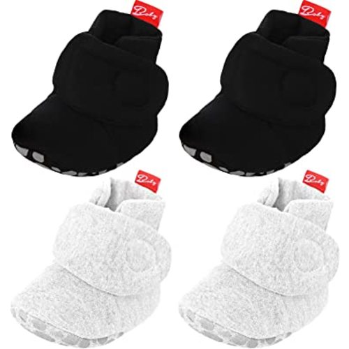 Bencailor 2Pair Baby Booties Unisex Newborn Baby Cotton Booties Warm Sock Shoes Nonslip Stay on Baby Shoes with Gripper Soles