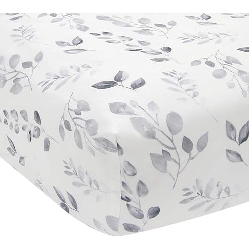 Lambs & Ivy Painted Forest Cotton Fitted Crib Sheet - Gray, White, Outdoors