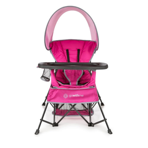 Baby Delight Go with Me Venture Portable Chair | Indoor and Outdoor | Sun Canopy | 3 Child Growth Stages | Pink