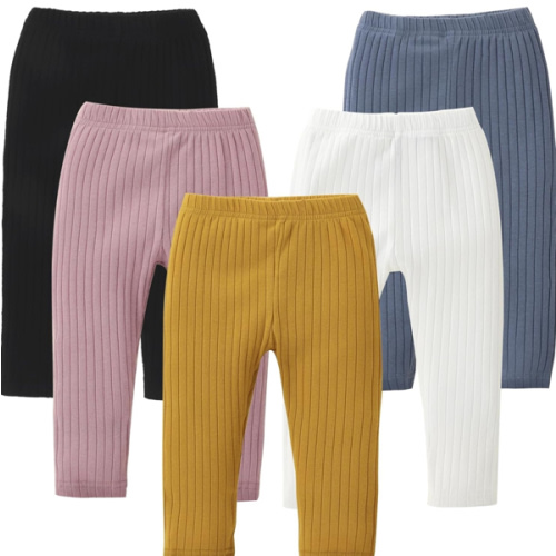 DREAM BUS 5 Pack Toddler Girl Pants Baby Girl Solid Ribbed Pants Toddler Girls Bottoms Leggings Newborn Cotton Jogger
