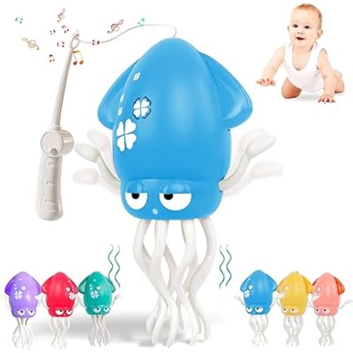 Sachie Dancing Octopus Baby Toy – Electric Crawling Octopus with Music & Lights, Rechargeable Sensory Toy for Infants & Toddlers, Fun Learning Gift for Boys & Girls(Blue)