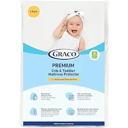 Graco Premium Waterproof Crib and Toddler Mattress Protector (1 Pack) – GREENGUARD Gold Certified, Machine-Washable & Dryer-Friendly, Waterproof Sleep Surface, Fits Baby Crib & Toddler Bed Mattress