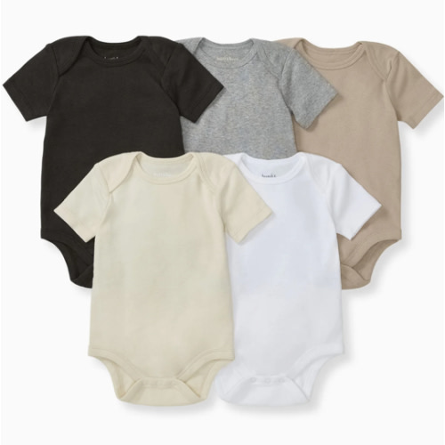 Solid Organic Cotton Short Sleeve Baby Bodysuits 5 Pack Ash