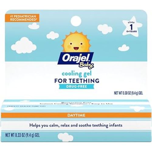 Orajel Baby Daytime Cooling Gel for Teething, Drug-Free, 1 Pediatrician Recommended Brand for Teething*, One .33oz Tube
