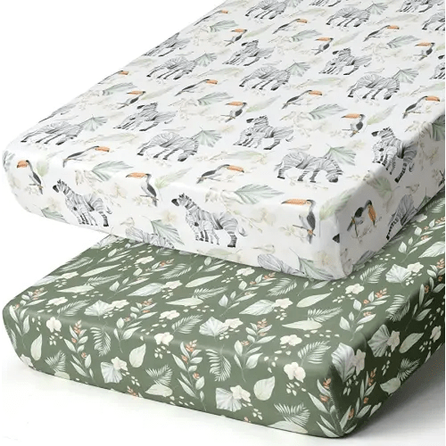 BROLEX Baby Fitted Crib Sheets: Kid Crib Sheets - Set of 2 for Toddler Standard Size Crib Mattress for Boys and Girls - Jersey Knit Crib Bed Sheets Zebra Forest