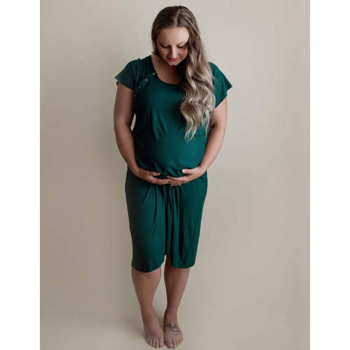 Forest Green Ribbed Labor & Delivery Gown