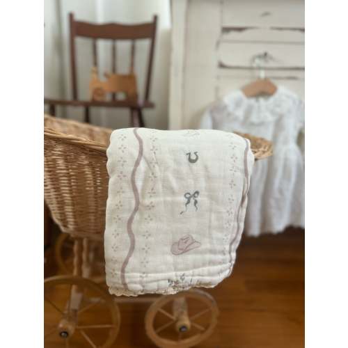 Vintage Country-Cowgirl 6 Layer Gauze Blanket