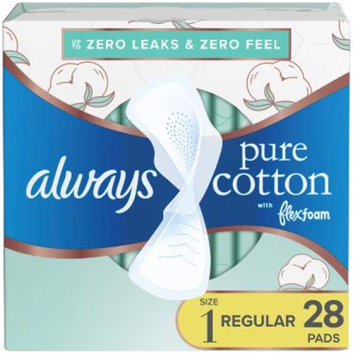 Always Pure Cotton with Wings Size 1 Regular Unscented - 28ct