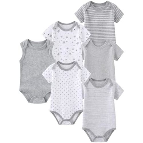 6 Pack Unisex Baby Boy Girl Romper 0-12months Infant Short Sleeve Bodysuit New Born Soft Cotton One-Piece Clothes